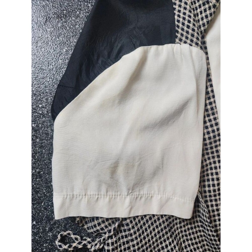 Vintage 90's Sz PS Whimsigoth Academic Black White Checkered Vest Style Blouse - Picture 5 of 6